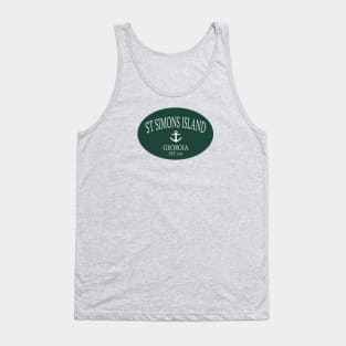 St Simons Island Georgia Sea Islands Anchor Dark Green Tank Top